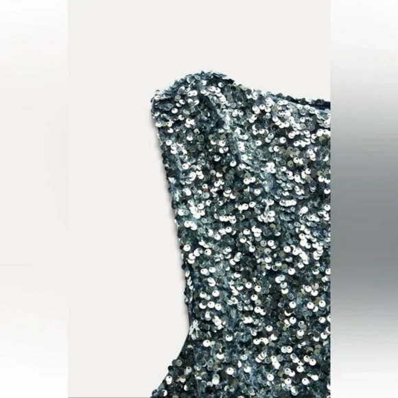 ZARA SEQUIN MINI DRESS - Picture 9 of 10